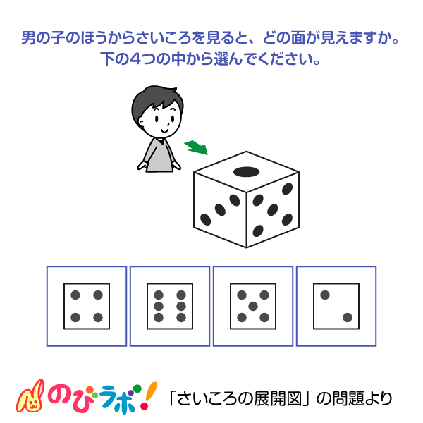 やってみよう さいころの展開図 の問題7 のびラボ 幼児教材 小学校受験 学習プリントのダウンロード販売