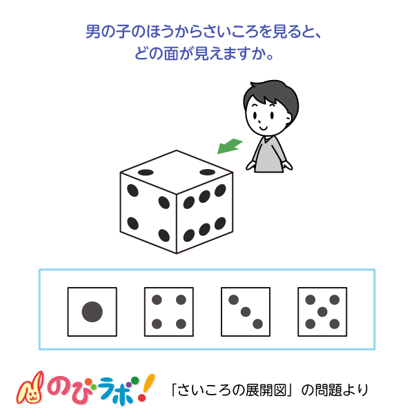 やってみよう さいころの展開図 の問題4 のびラボ 幼児教材 小学校受験 学習プリントのダウンロード販売